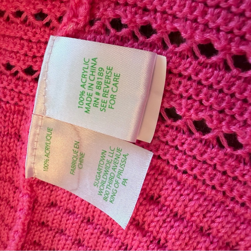 Lilly Pulitzer Noble Fringe Cardigan Deep Prosecco Pink - Picture 17 of 17